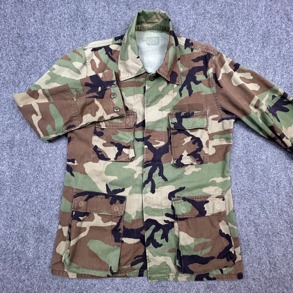 US Military Combat Coat Mens Medium Long Green Camo BDU Army Field Jacket VTG